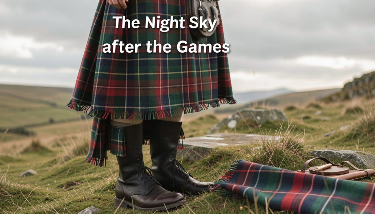 A dark glen at night with the Milky Way over a silhouetted games field and a small tent